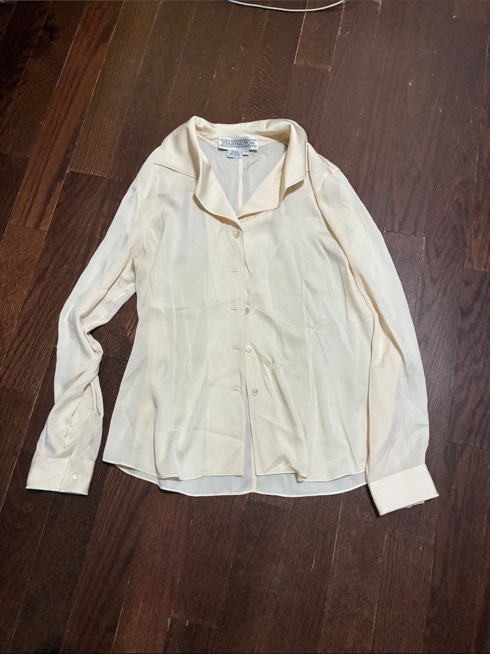 Starington Cream Collared Silk Button-Down Shirt